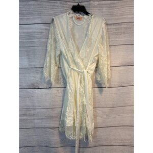Day Of Blossom Lace Kimono Robe With Floral Design OS